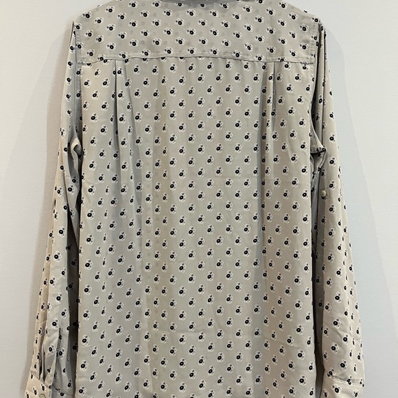 Loft blouse. Size medium. Gray with black and purple bubble print. - Picture 4 of 4